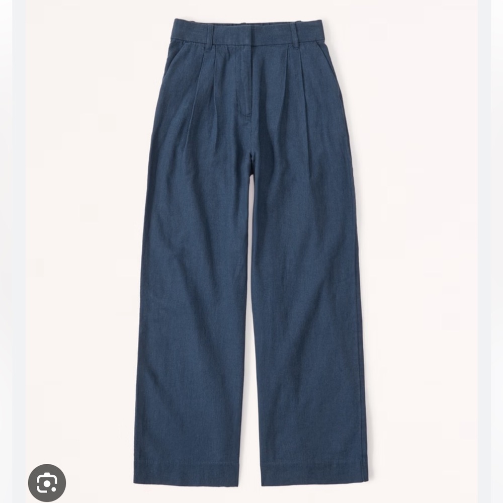Abercrombie and Fitch wide leg pant linen blend navy gray